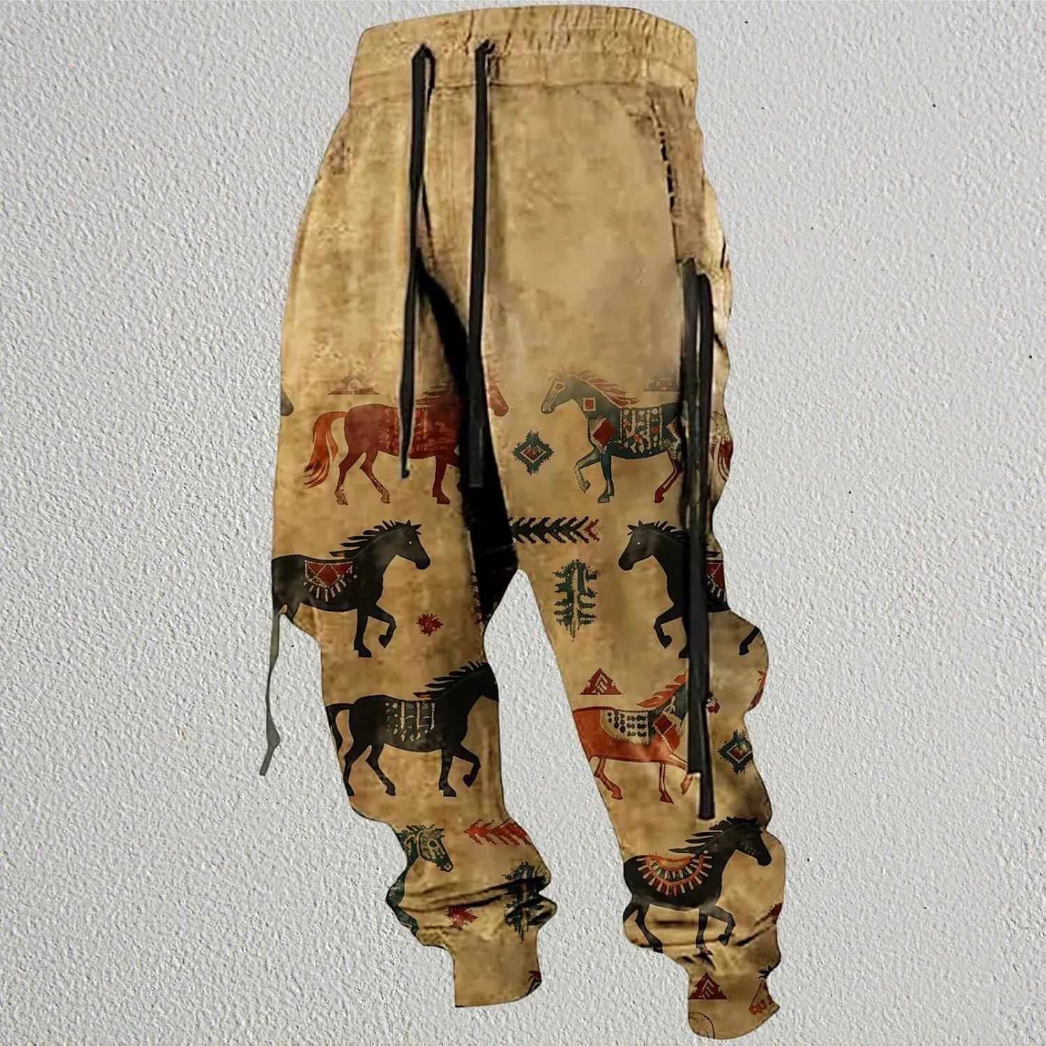 LOAIHA Native American Pants Western Athletic Pants for Men Aztec Cowboy Graphic Sweatpants Men Workout Trousers Harem Pants