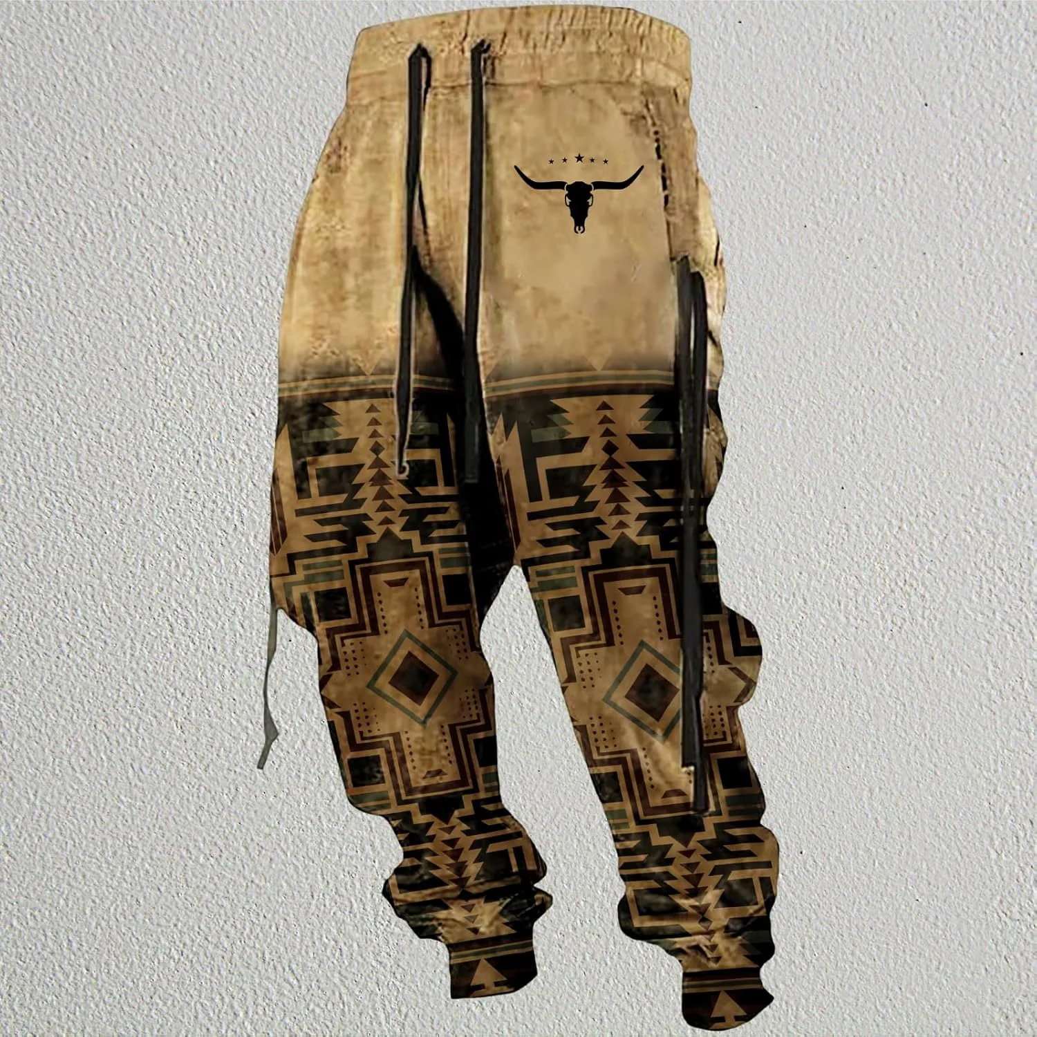 LOAIHA Native American Pants Western Athletic Pants for Men Aztec Cowboy Graphic Sweatpants Men Workout Trousers Harem Pants