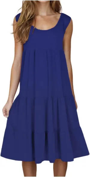 LRMQS Summer Dresses for Women 2025 Vacation Plus Size Hawaiian Sun Dress Knee Length Tank Sundresses Casual Beach Cover ups