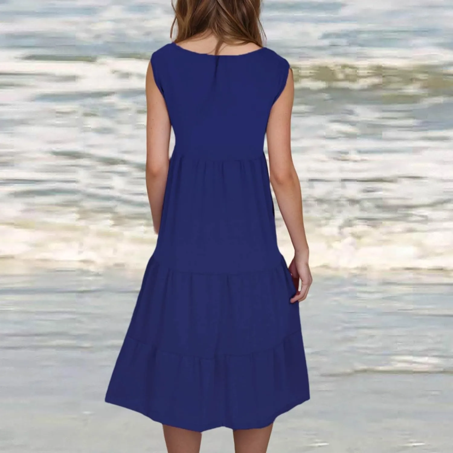 LRMQS Summer Dresses for Women 2025 Vacation Plus Size Hawaiian Sun Dress Knee Length Tank Sundresses Casual Beach Cover ups