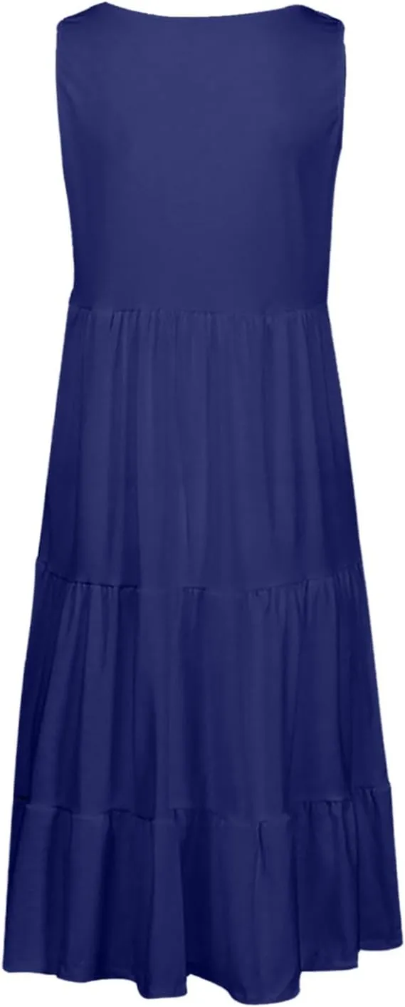 LRMQS Summer Dresses for Women 2025 Vacation Plus Size Hawaiian Sun Dress Knee Length Tank Sundresses Casual Beach Cover ups