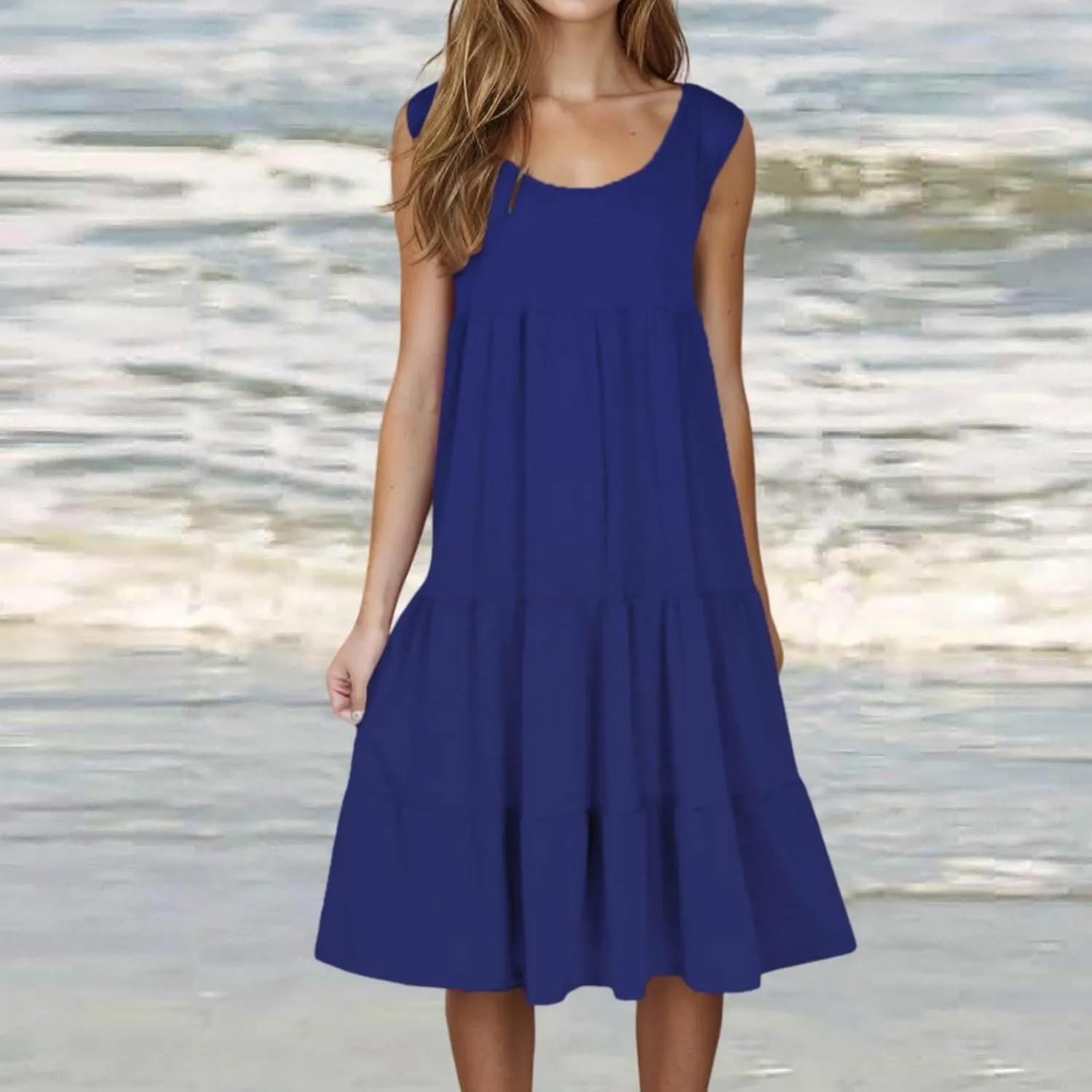 LRMQS Summer Dresses for Women 2025 Vacation Plus Size Hawaiian Sun Dress Knee Length Tank Sundresses Casual Beach Cover ups