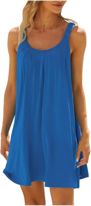 LRMQS Womens Summer Dresses Casual 2025 Vacation Beach Cover ups Sundresses Hawaiian Spring Tank Short Dress Resort Wear