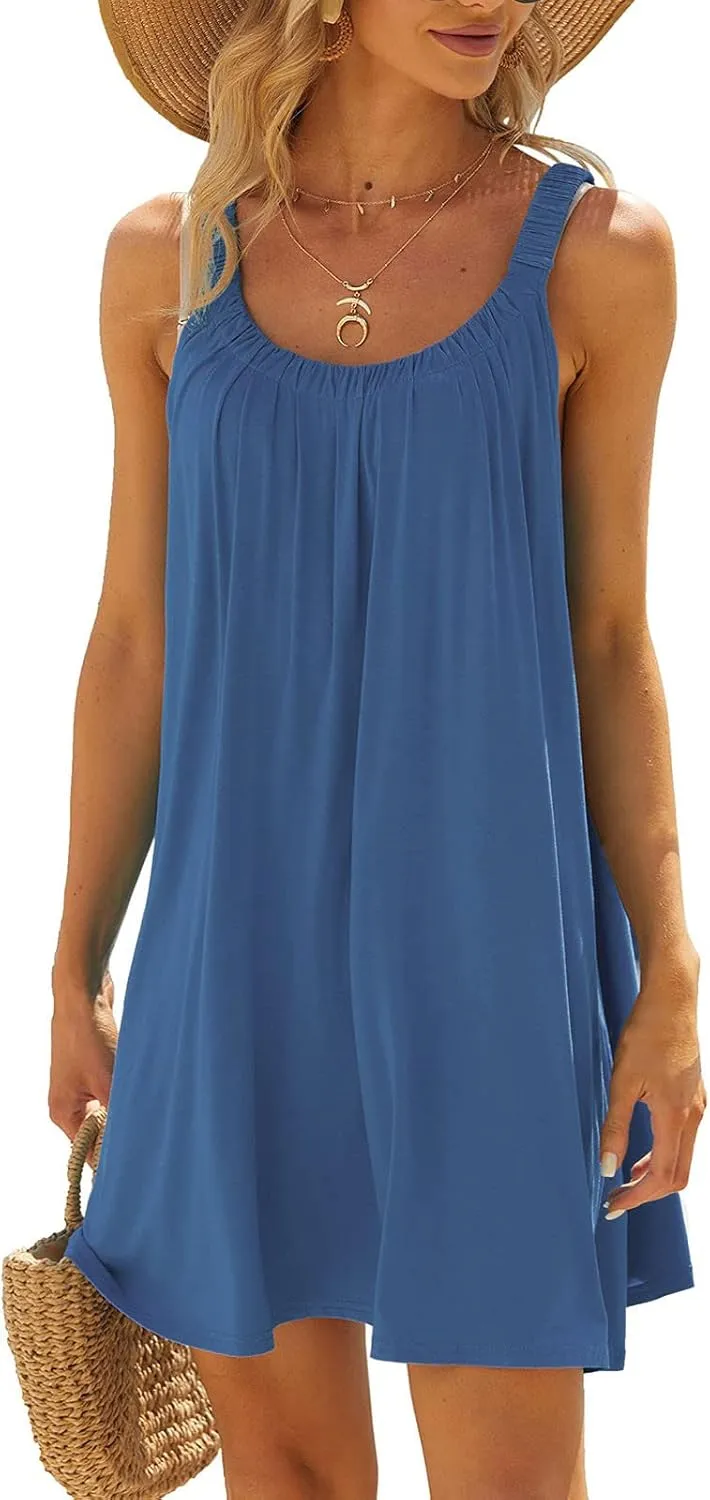 LRMQS Womens Summer Dresses Casual 2025 Vacation Beach Cover ups Sundresses Hawaiian Spring Tank Short Dress Resort Wear