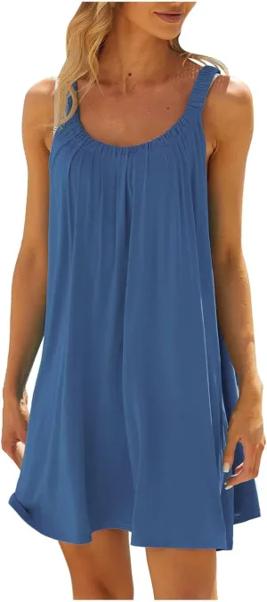 LRMQS Womens Summer Dresses Casual 2025 Vacation Beach Cover ups Sundresses Hawaiian Spring Tank Short Dress Resort Wear