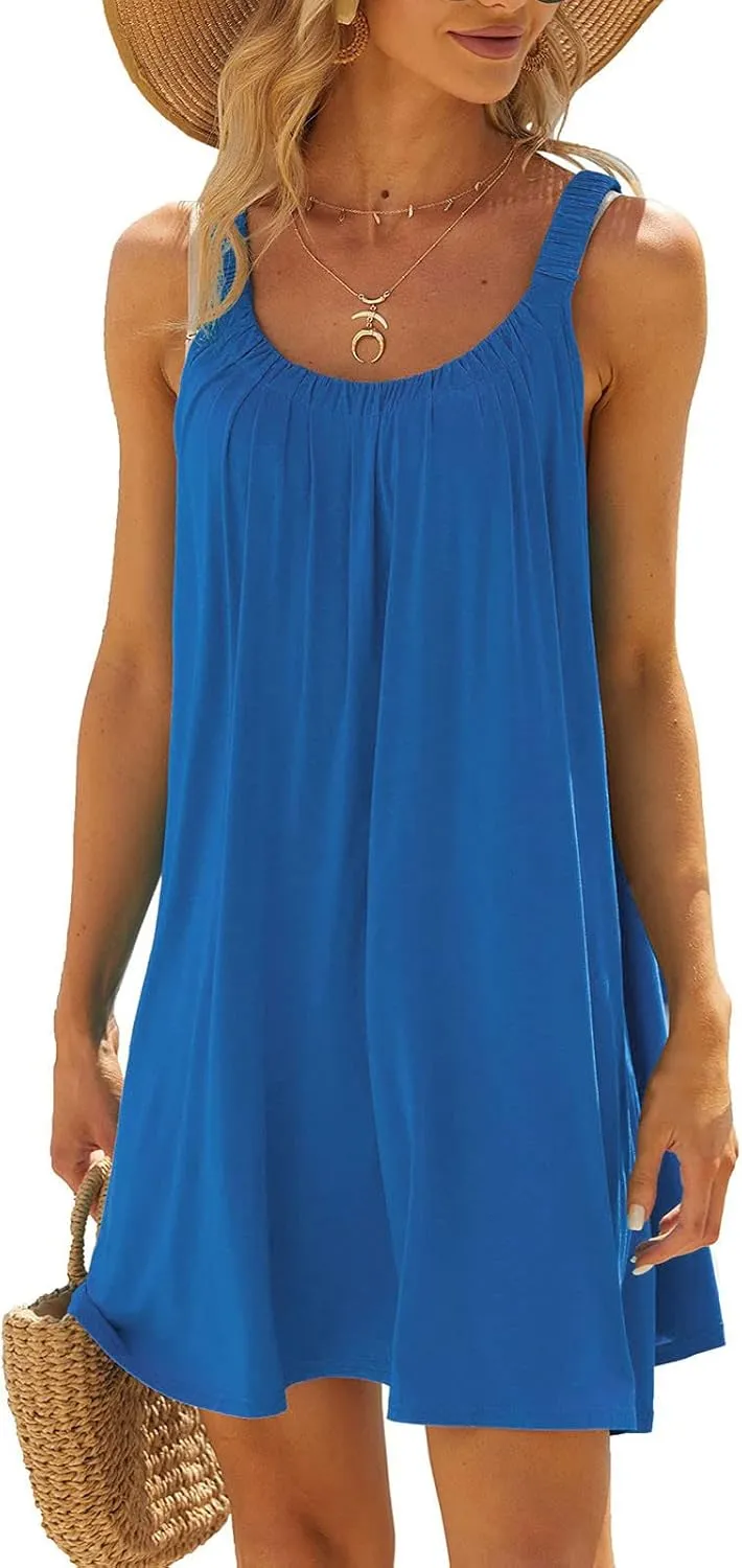 LRMQS Womens Summer Dresses Casual 2025 Vacation Beach Cover ups Sundresses Hawaiian Spring Tank Short Dress Resort Wear