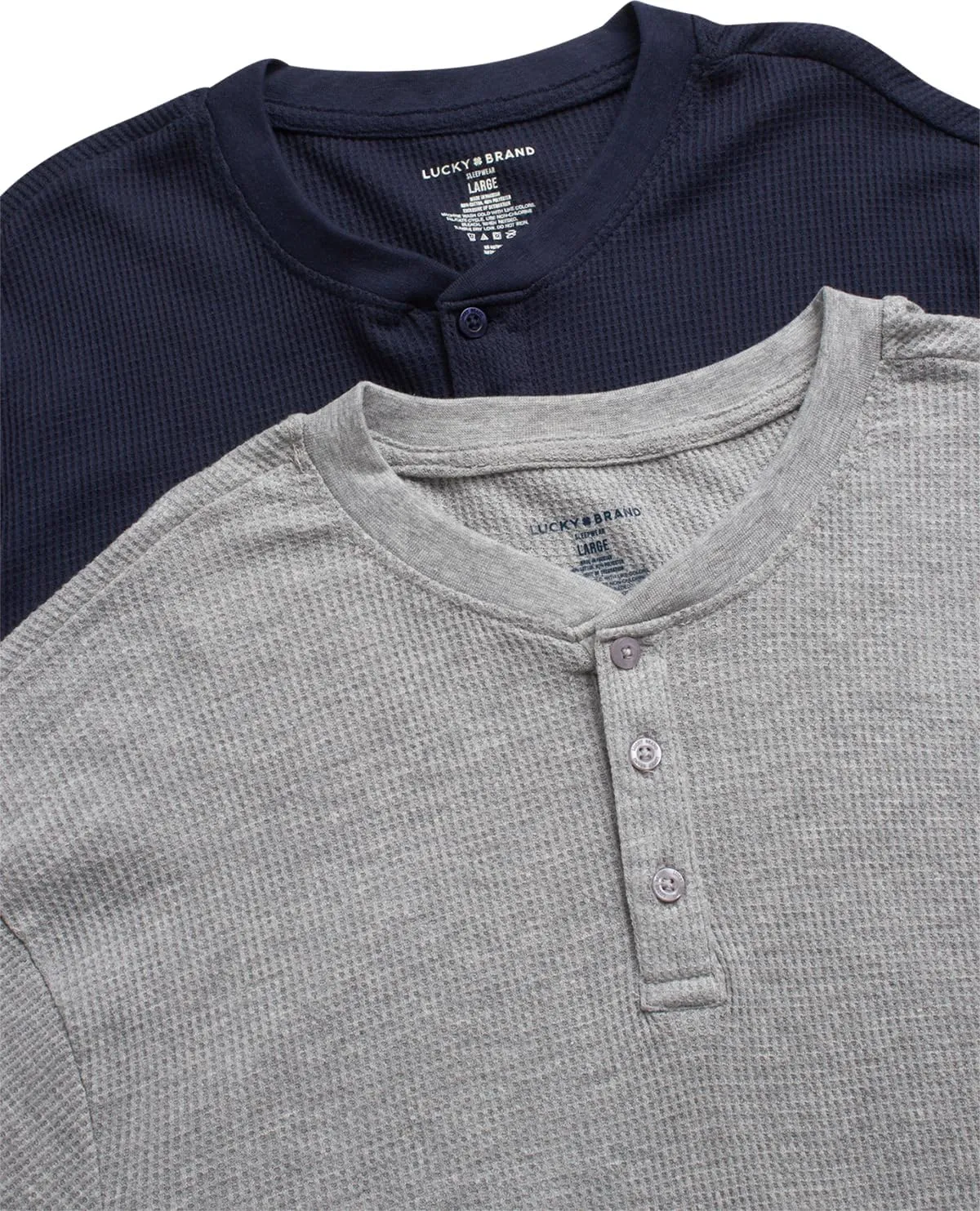 Lucky Brand Men's Henley Shirt - 2 Pack Long Sleeve Cotton Waffle Knit Henley Undershirt - Casual Shirts for Men (Size: S-XL)