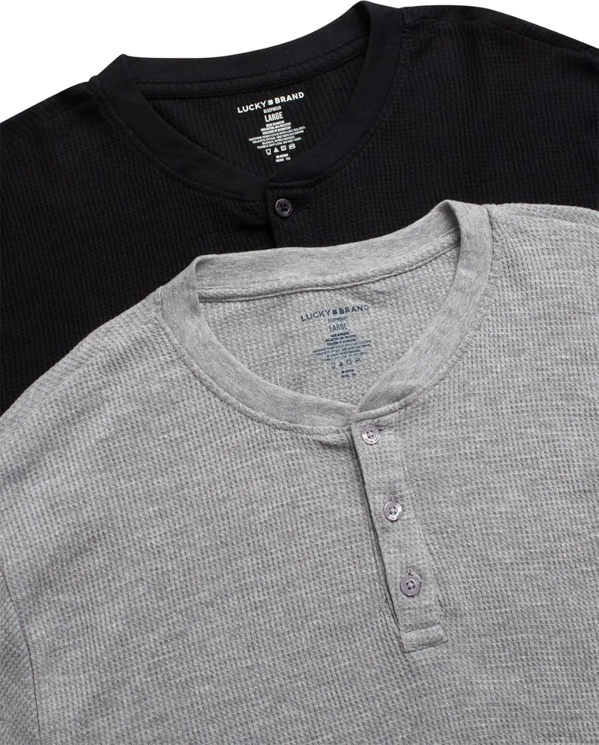 Lucky Brand Men's Henley Shirt - 2 Pack Long Sleeve Cotton Waffle Knit Henley Undershirt - Casual Shirts for Men (Size: S-XL)