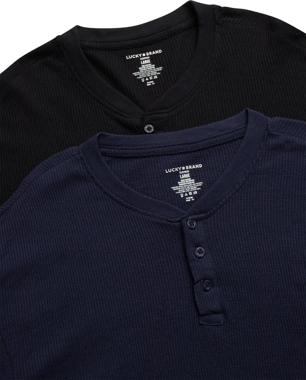 Lucky Brand Men's Henley Shirt - 2 Pack Long Sleeve Cotton Waffle Knit Henley Undershirt - Casual Shirts for Men (Size: S-XL)