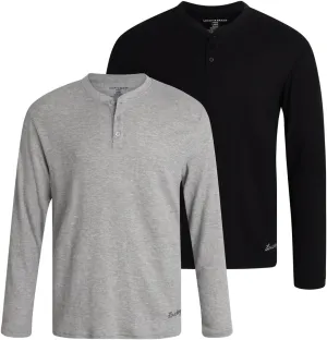 Lucky Brand Men's Henley Shirt - 2 Pack Long Sleeve Cotton Waffle Knit Henley Undershirt - Casual Shirts for Men (Size: S-XL)