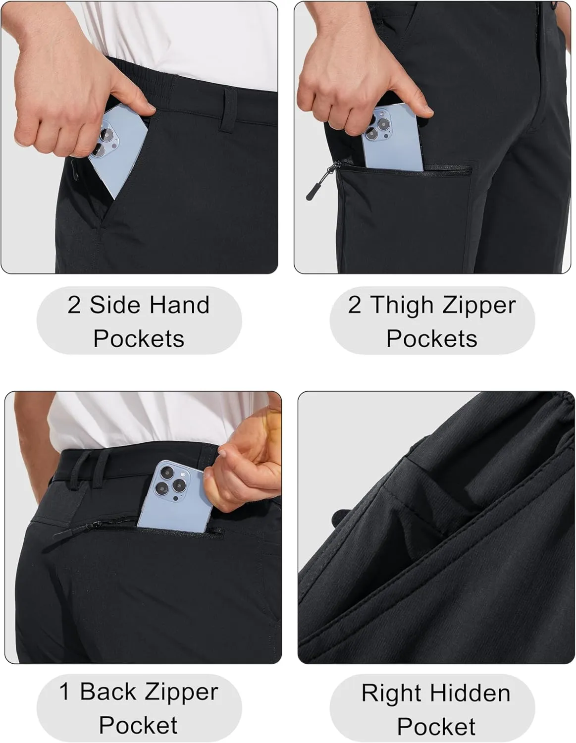 MAGCOMSEN Men's Hiking Pants 6 Pockets,Water Resistant Ripstop Outdoor Pants,Lightweight Quick Dry Fishing Work Pants