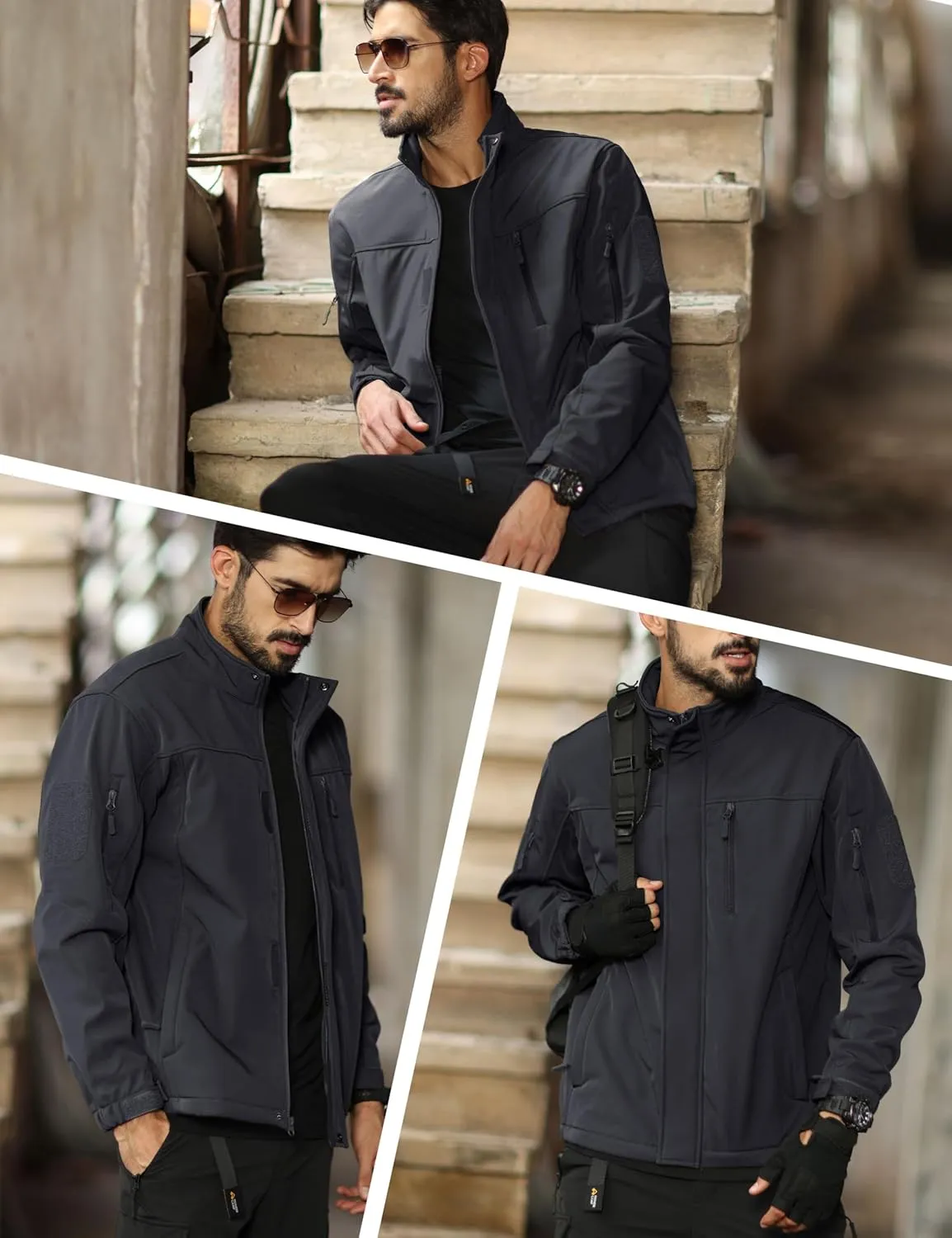 MAGCOMSEN Men's Tactical Jacket Water Resistant 6 Pockets Softshell Fleece Lining Hiking Winter Jacket Windbreaker Outwear