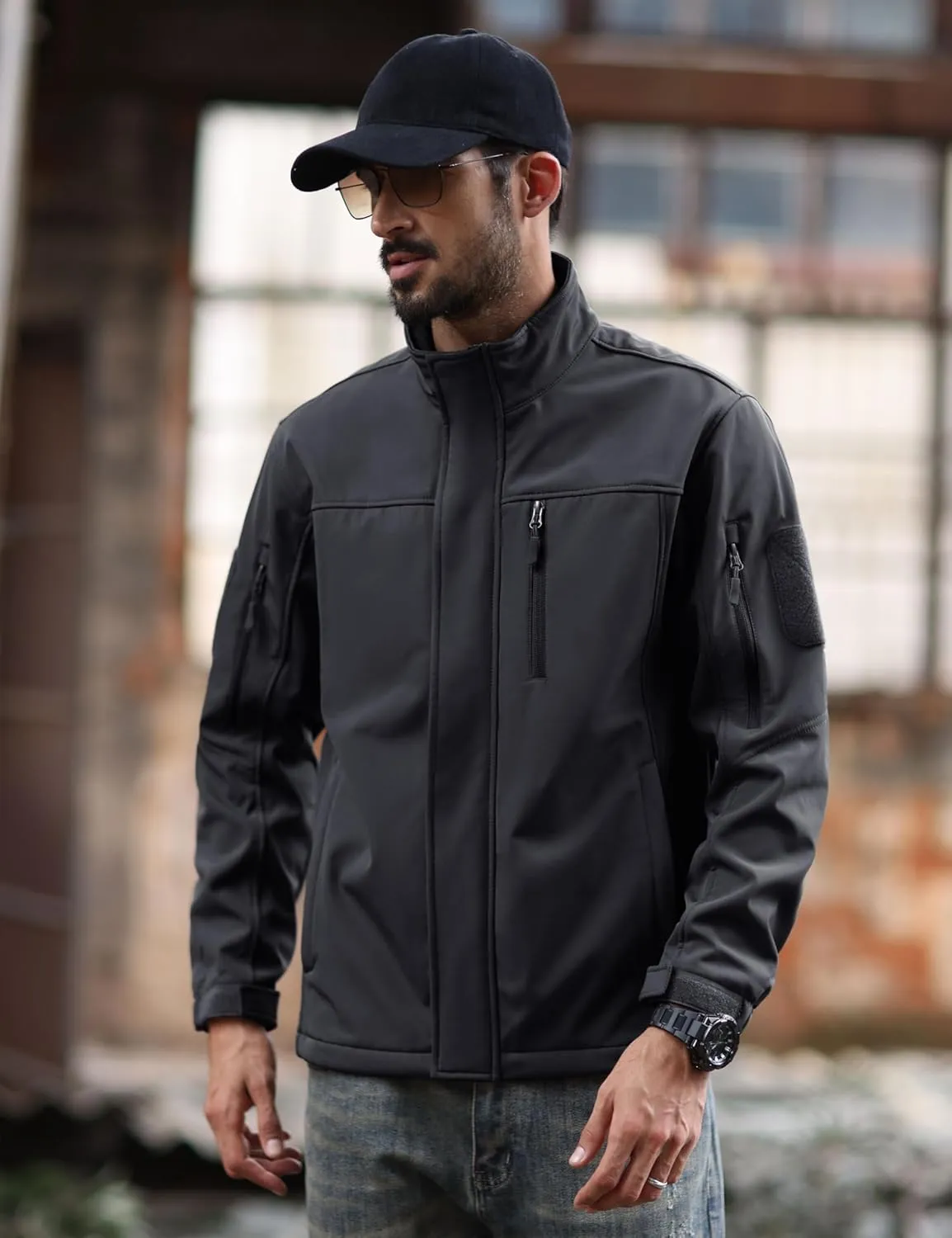 MAGCOMSEN Men's Tactical Jacket Water Resistant 6 Pockets Softshell Fleece Lining Hiking Winter Jacket Windbreaker Outwear