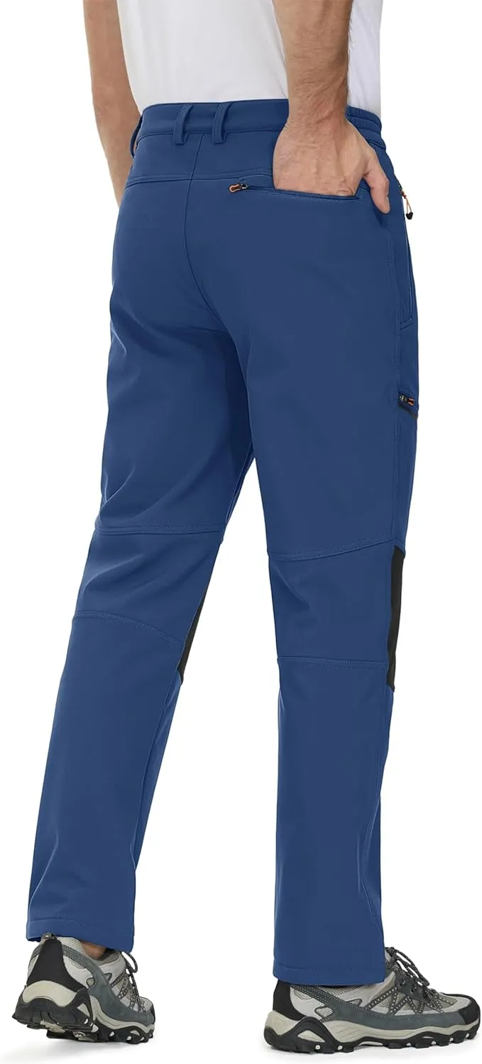 MAGCOMSEN Men's Winter Pants Fleece Lined Ski Snow Pants Water Resistant 4 Zip Pockets Outdoor Pants