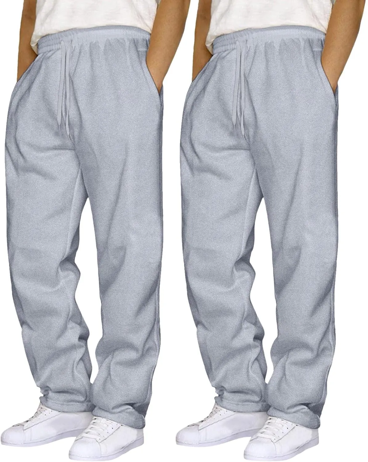 Male Hip Hop Pants Casual Solid Color Track Cuff Lace Up Workout Pants with Pocket 2 Pcs Men's Workout & Training