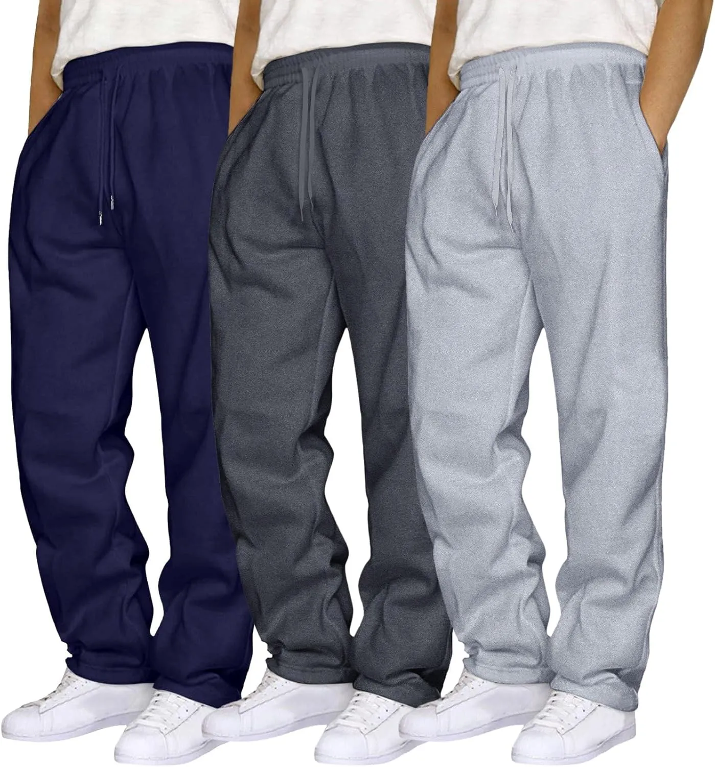 Male Hip Hop Pants Casual Solid Color Track Cuff Lace Up Workout Pants with Pocket Men S Pants with Elastic