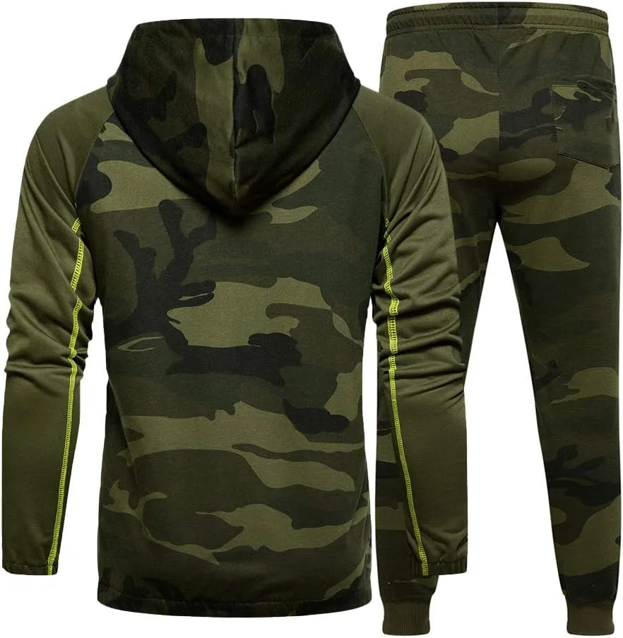 MANLUODANNI Mens Sweatsuits 2 Piece Hoodie Tracksuit Casual Comfy Camo Suits for Men