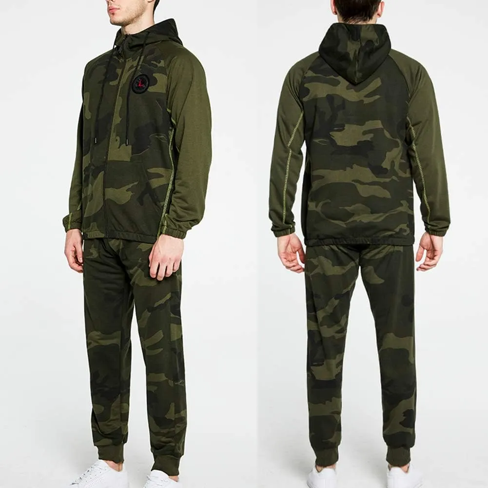 MANLUODANNI Mens Sweatsuits 2 Piece Hoodie Tracksuit Casual Comfy Camo Suits for Men