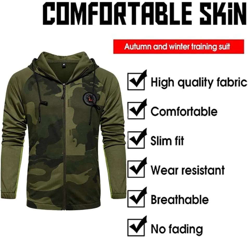 MANLUODANNI Mens Sweatsuits 2 Piece Hoodie Tracksuit Casual Comfy Camo Suits for Men