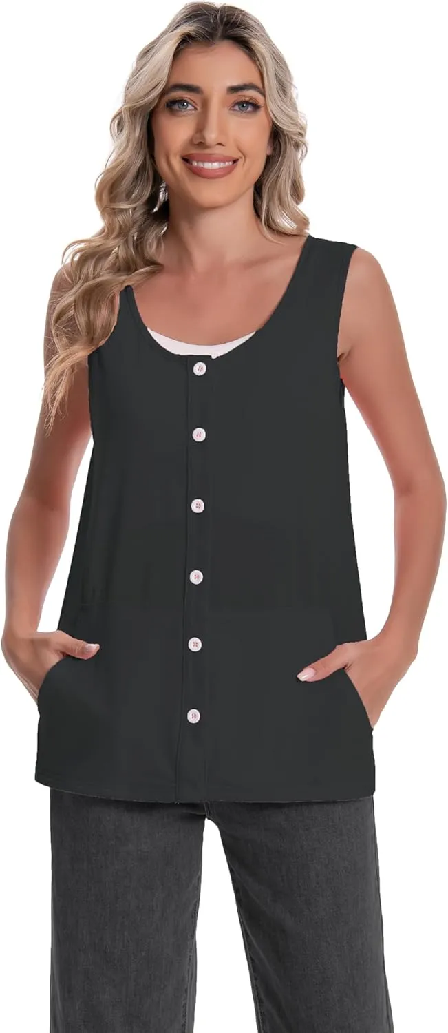 Mastectomy Top Tank with Drain Pockets Post Surgery Recovery Must Haves Clothing Comfy Sleeveless Shirts