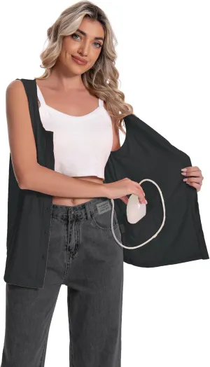 Mastectomy Top Tank with Drain Pockets Post Surgery Recovery Must Haves Clothing Comfy Sleeveless Shirts