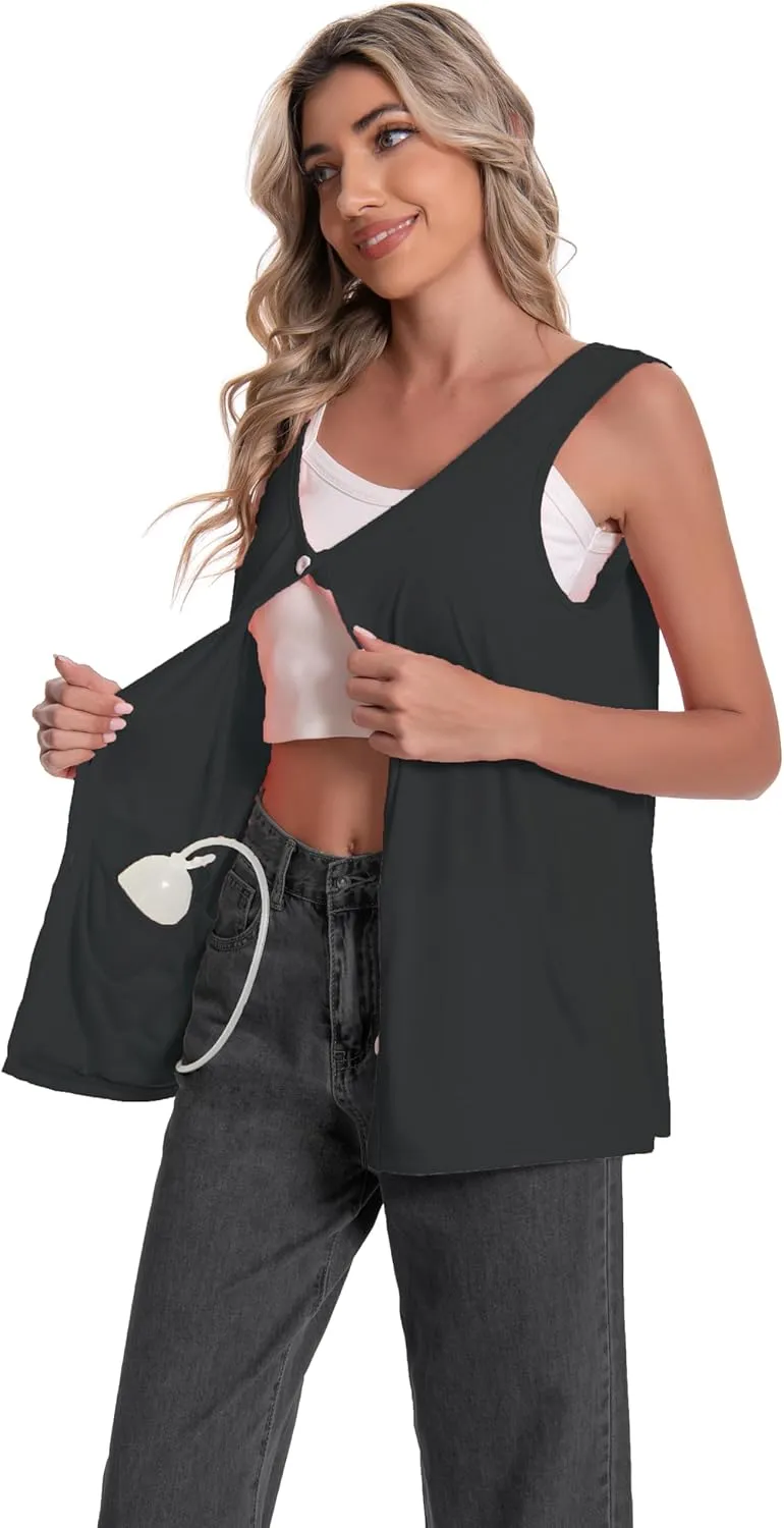Mastectomy Top Tank with Drain Pockets Post Surgery Recovery Must Haves Clothing Comfy Sleeveless Shirts
