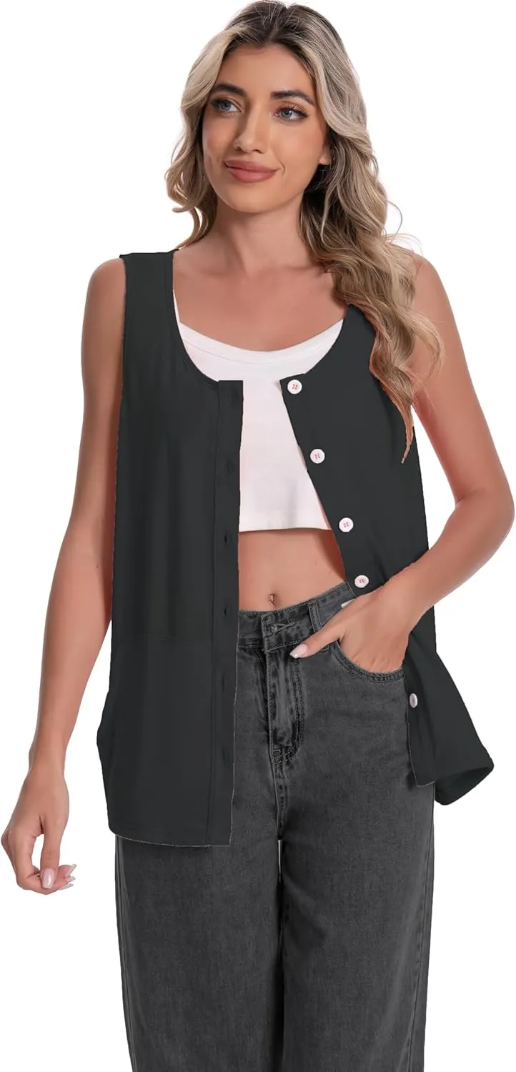 Mastectomy Top Tank with Drain Pockets Post Surgery Recovery Must Haves Clothing Comfy Sleeveless Shirts
