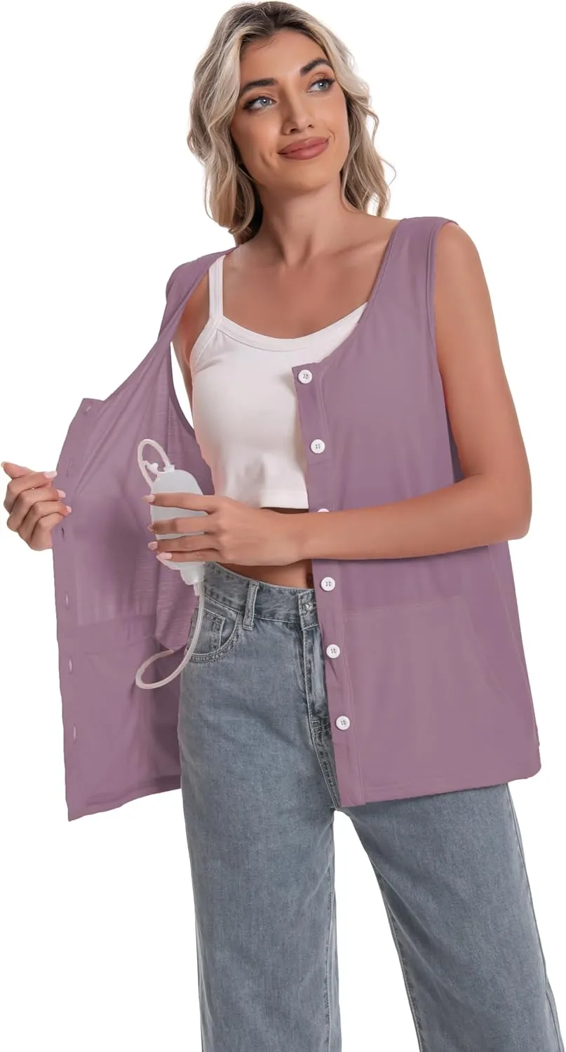 Mastectomy Top Tank with Drain Pockets Post Surgery Recovery Must Haves Clothing Comfy Sleeveless Shirts