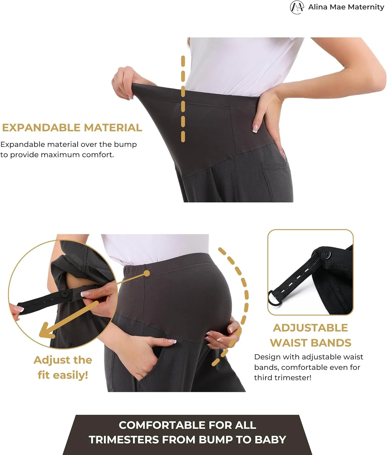 Maternity Scrub Jogger Pants for Women Pregnant Doctor Uniform Pant Nurse Scrub w/ 6 Pockets
