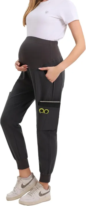 Maternity Scrub Jogger Pants for Women Pregnant Doctor Uniform Pant Nurse Scrub w/ 6 Pockets