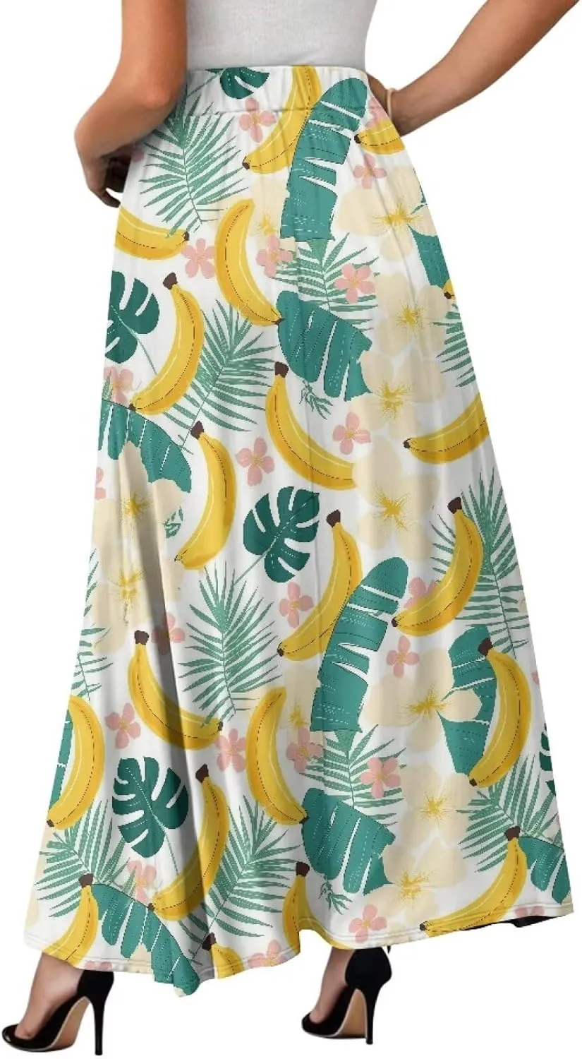 Maxi Skirts for Women Flowy Autumn Skirts with Pockets Pleated Skirt High Waisted Midi Long Skirt Reg and Plus Size S-XXL