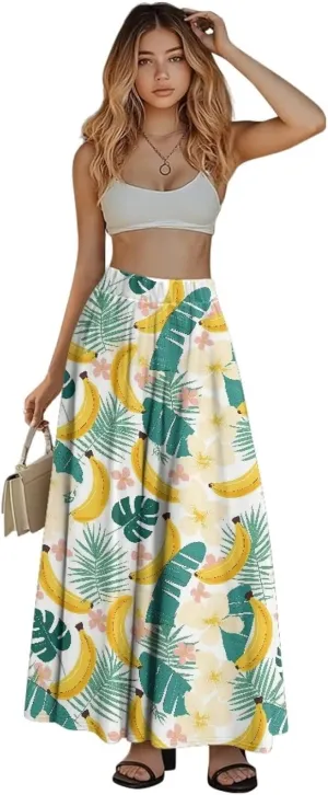 Maxi Skirts for Women Flowy Autumn Skirts with Pockets Pleated Skirt High Waisted Midi Long Skirt Reg and Plus Size S-XXL