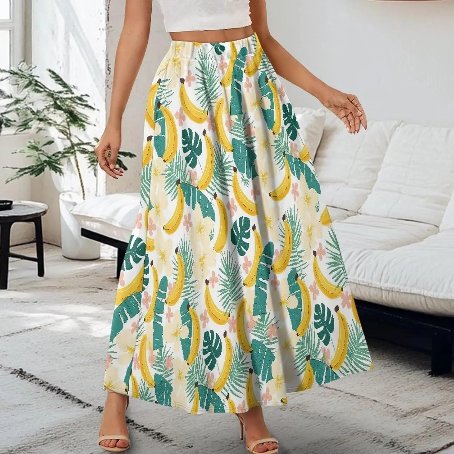 Maxi Skirts for Women Flowy Autumn Skirts with Pockets Pleated Skirt High Waisted Midi Long Skirt Reg and Plus Size S-XXL