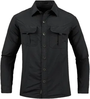 Men Hiking Long Sleeve Cargo Work Shirts Summer Outdoor Quick Dry Fishing Shirt