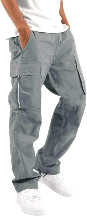 Men's 2023 Autumn Loose Fit Straight Cargo Pants Hiking Outdoor Recreation Pants Joggers Workwear Pants for Men