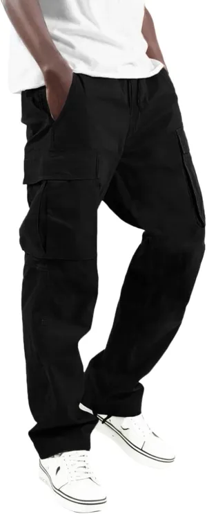 Men's 2025 Summer Casual Cargo Sweatpants Waist Drawstring Joggers Tactical Loose Fit Pants for Men with Multi Pockets