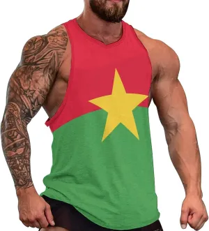 Men's Athletic Tank Burkina Faso Flag Casual Sleeveless Workout Shirts Top Slimming Body Shaper Vest Sports Undershirt