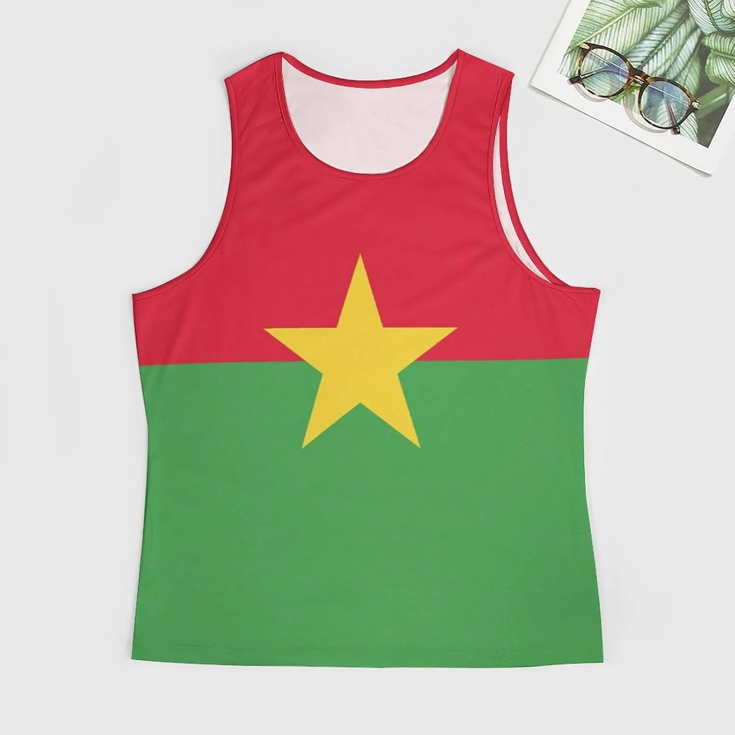 Men's Athletic Tank Burkina Faso Flag Casual Sleeveless Workout Shirts Top Slimming Body Shaper Vest Sports Undershirt