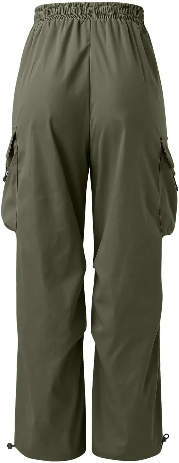Mens Baggy Cargo Pants, Trendy Casual Sports Parachute Pant, Loose Fit Harem Joggers with Pockets for Streetwear