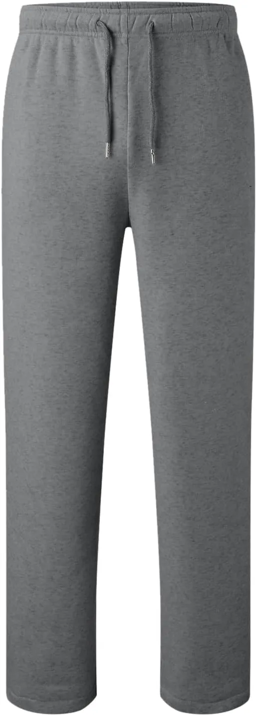 Men's Baggy Sweatpants, Fleece Straight Leg Jogger, Workout Casual Pant Loose Athletic Trousers Elastic Waist Pockets