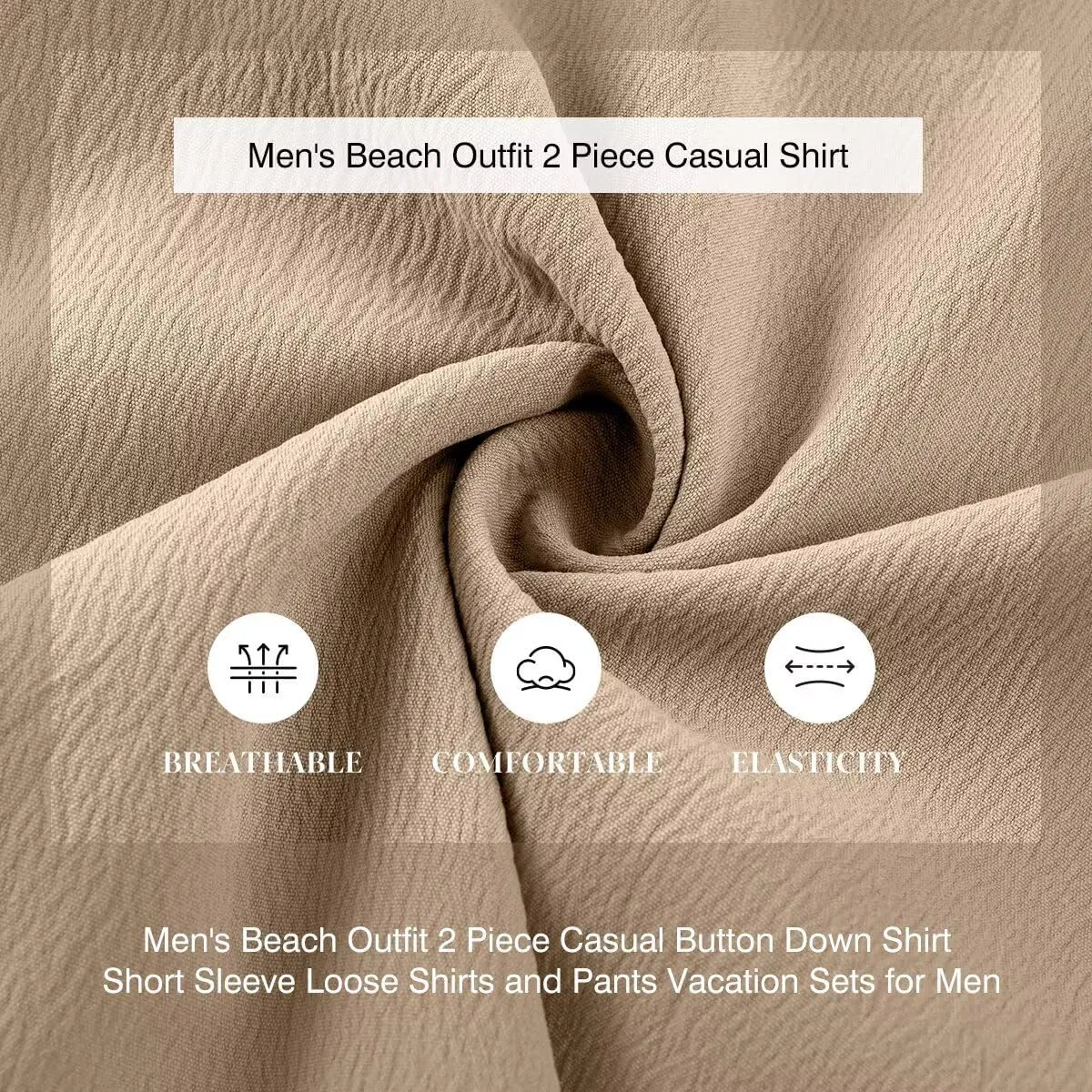 Men's Beach Outfit 2 Piece Casual Button Down Shirt Short Sleeve Loose Shirts and Pants Vacation Sets for Men