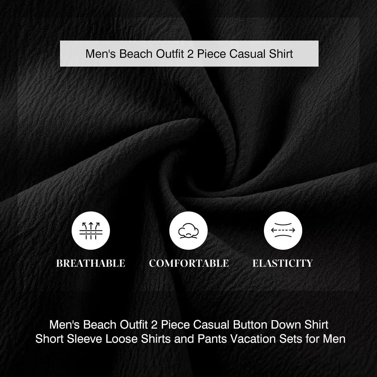Men's Beach Outfit 2 Piece Casual Button Down Shirt Short Sleeve Loose Shirts and Pants Vacation Sets for Men