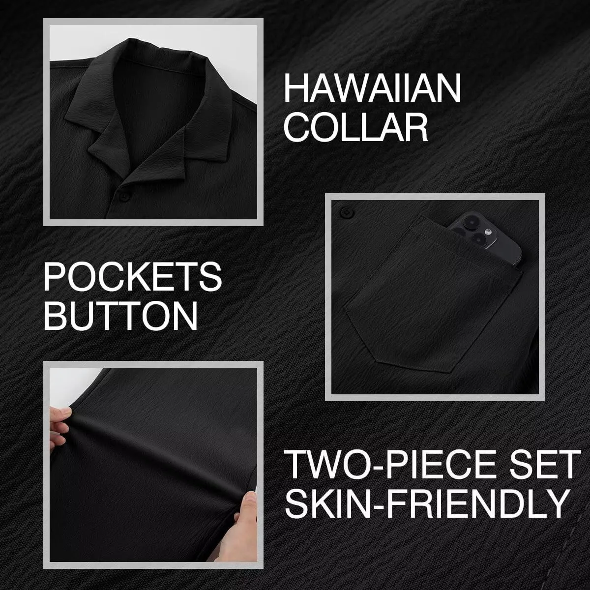 Men's Beach Outfit 2 Piece Casual Button Down Shirt Short Sleeve Loose Shirts and Pants Vacation Sets for Men
