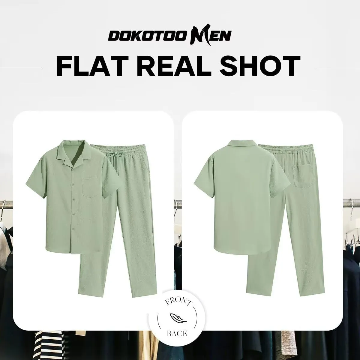 Men's Beach Outfit 2 Piece Casual Button Down Shirt Short Sleeve Loose Shirts and Pants Vacation Sets for Men