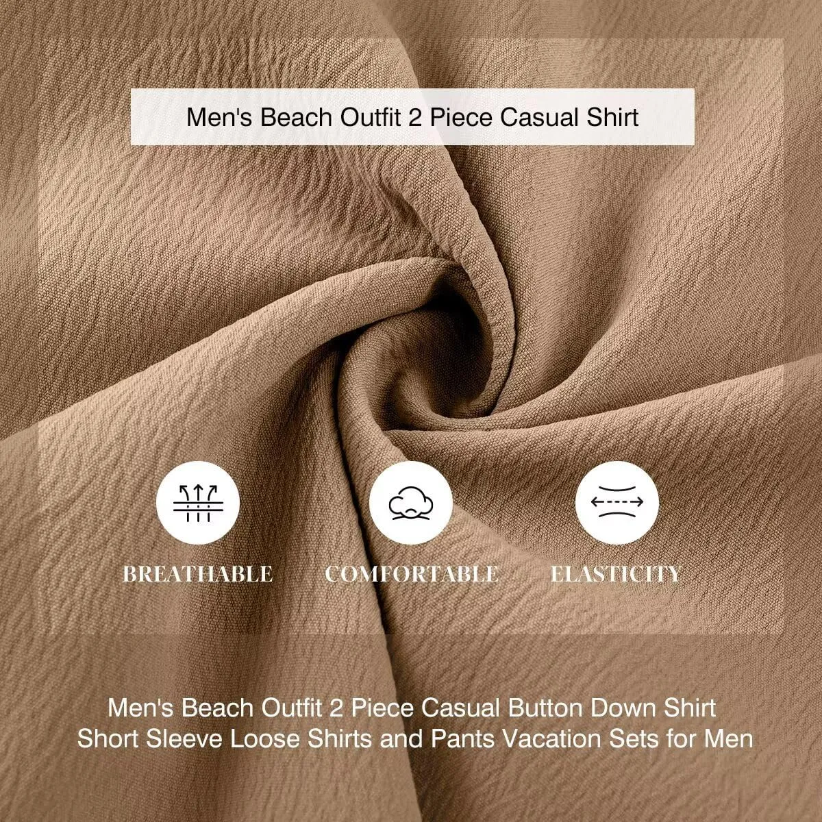 Men's Beach Outfit 2 Piece Casual Button Down Shirt Short Sleeve Loose Shirts and Pants Vacation Sets for Men