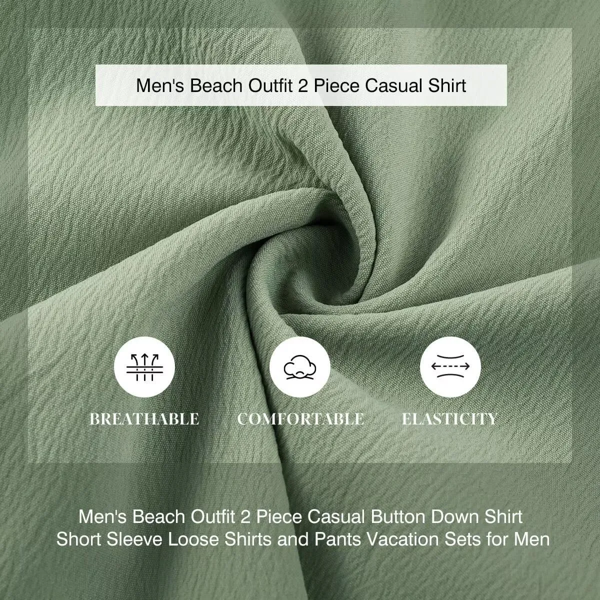 Men's Beach Outfit 2 Piece Casual Button Down Shirt Short Sleeve Loose Shirts and Pants Vacation Sets for Men