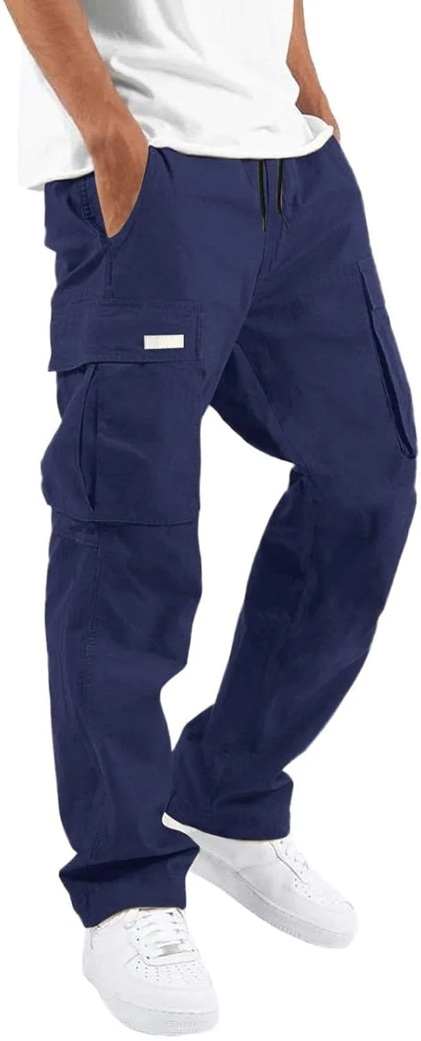 Mens Cargo Pants, Casual Comfy Outdoor Hiking Pants for Men, Athletic Joggers Sweatpants, Lightweight Capris Pants Men
