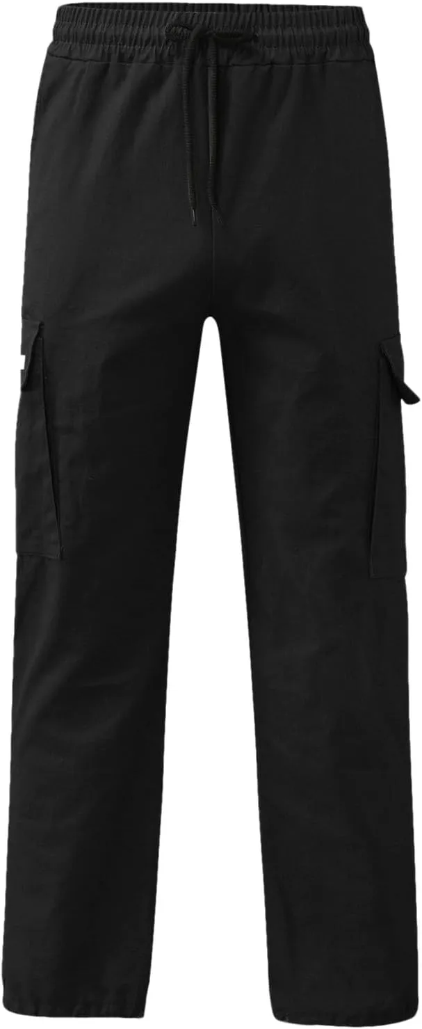 Mens Cargo Pants Casual Joggers, Big and Tall Athletic Pants, Cotton Loose Baggy Pants Straight Leg Sweatpants