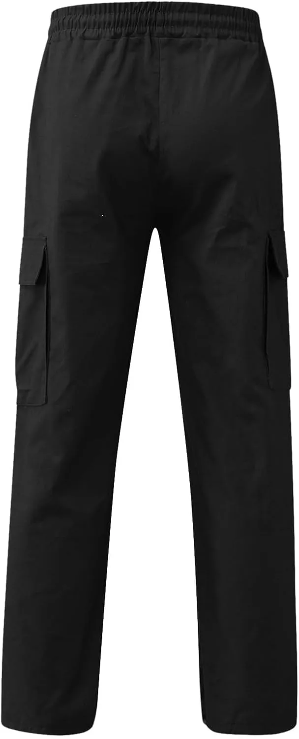 Mens Cargo Pants Casual Joggers, Big and Tall Athletic Pants, Cotton Loose Baggy Pants Straight Leg Sweatpants