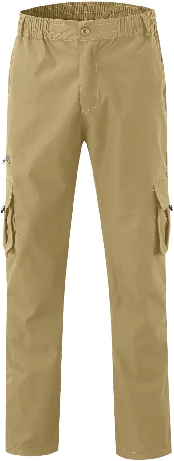 Mens Cargo Pants, Fleece Casual Cotton Jogger Multi Pockets Outdoor Sports Hiking Work Sweatpants, Capris Pants for Men